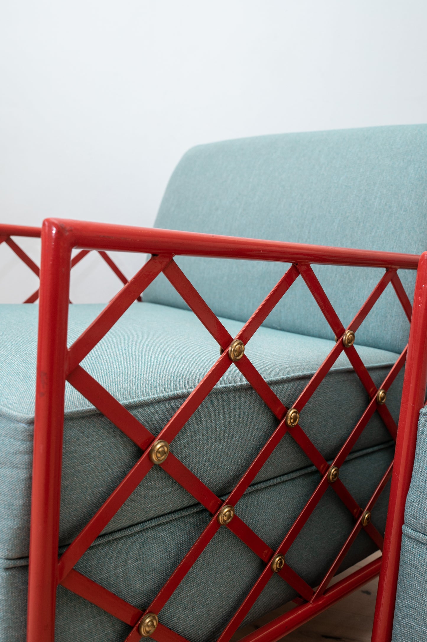 Painted Iron & Brass Club Chairs in the Manner of Jean Royere