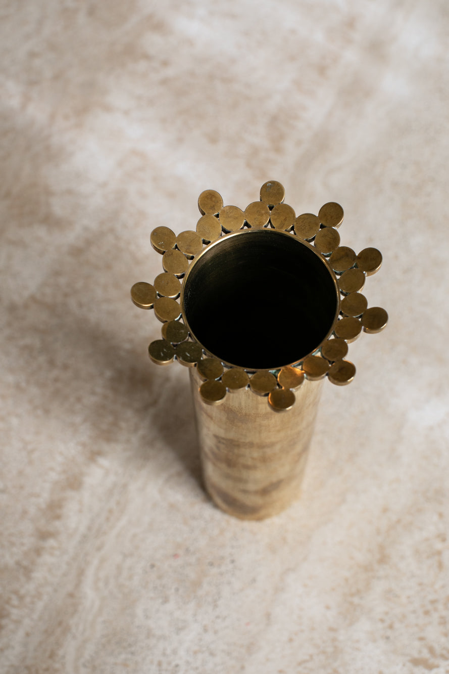 Engraved Pierre Forssell Early Brass Vase