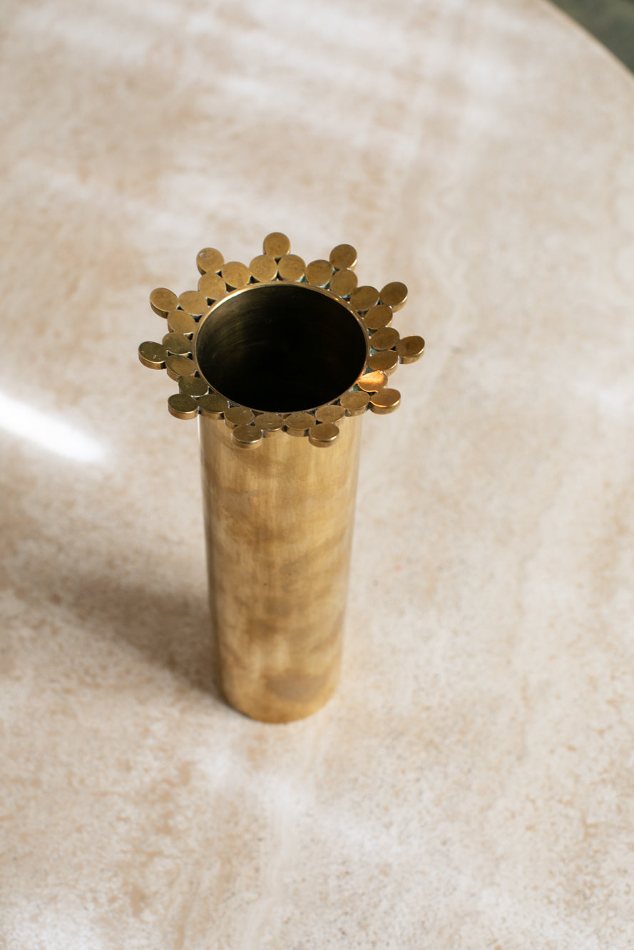 Engraved Pierre Forssell Early Brass Vase