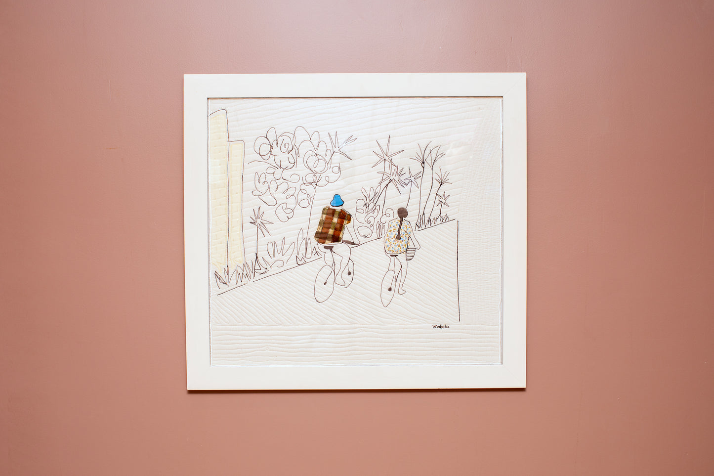 "Bicyclists" Quilted Thread Painting by Mabelin Castellanos