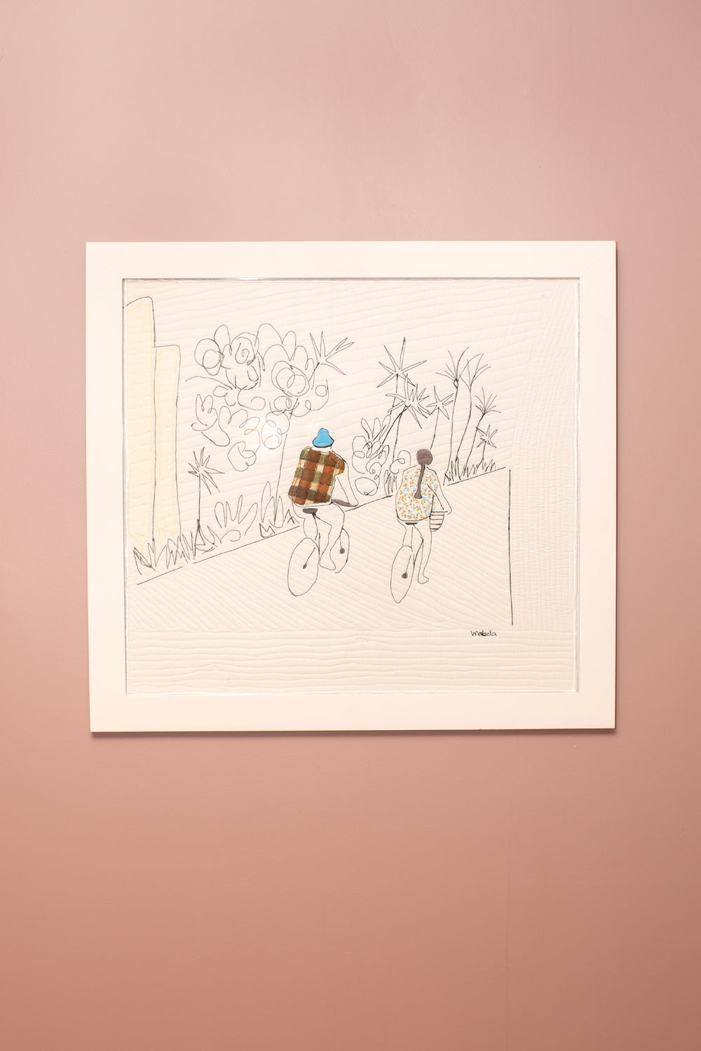 "Bicyclists" Quilted Thread Painting by Mabelin Castellanos