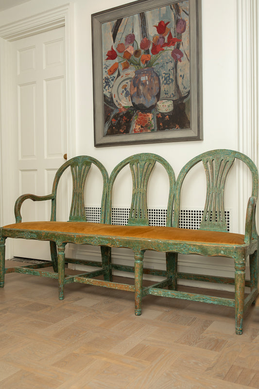 Antique Painted Wooden Bench