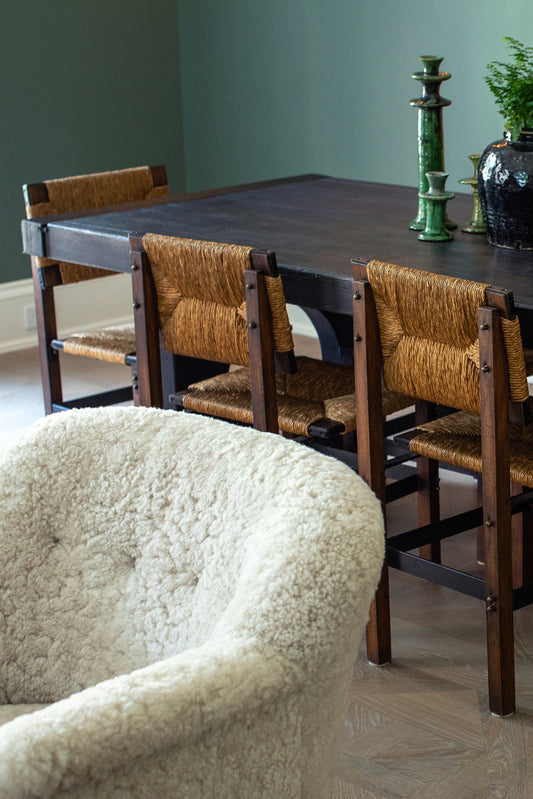 Dark Wood Vintage Slab Dining Table