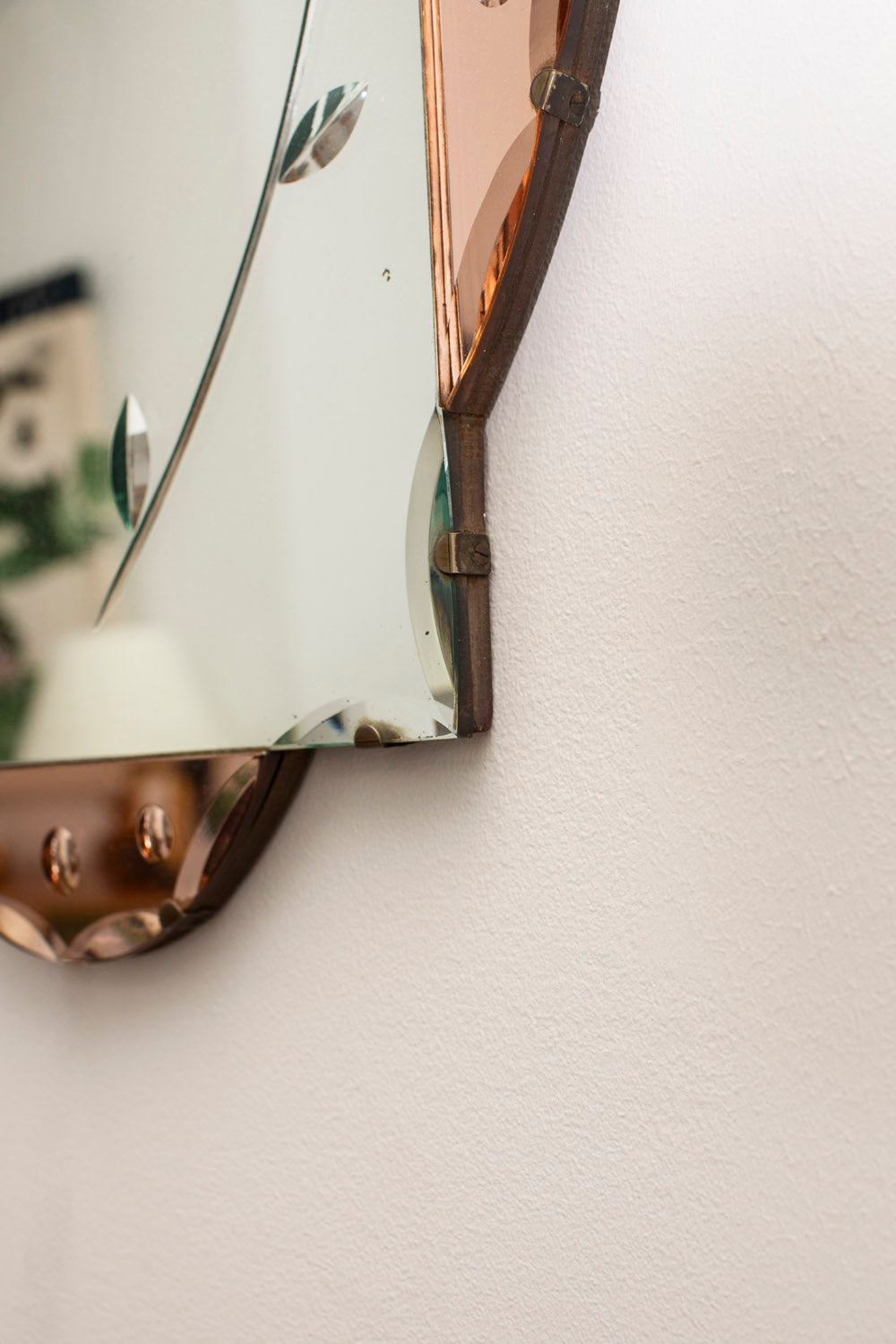 Floral Scalloped Pink Glass Mirror
