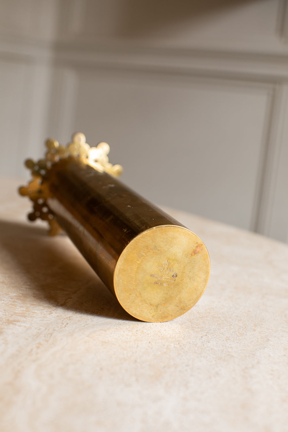 Engraved Pierre Forssell Early Brass Vase