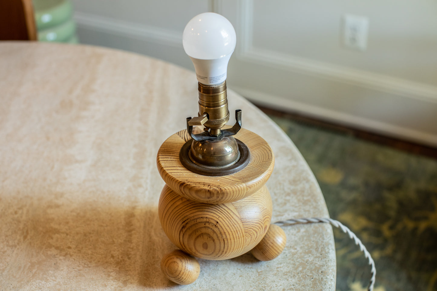 Swedish Wooden Globe Table Lamp