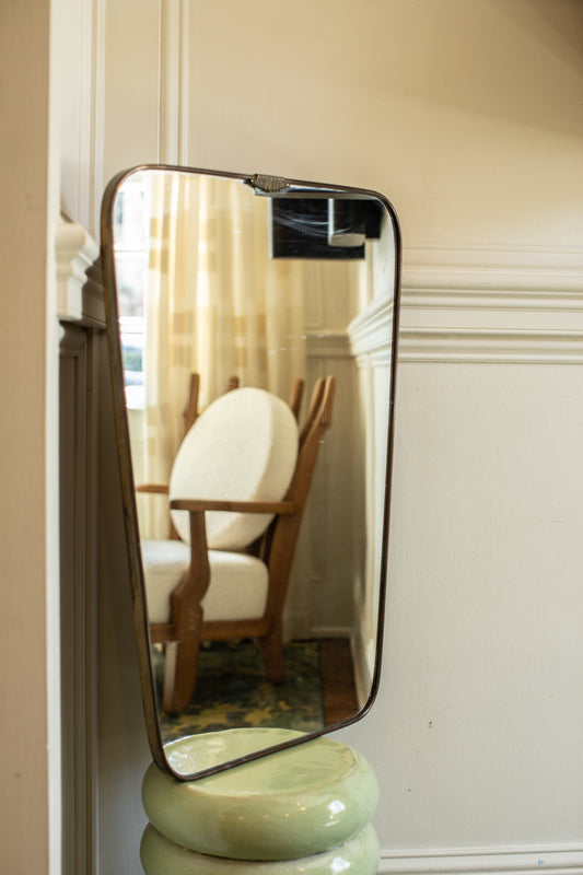 Mid Century Modern Brass Mirror in the Manner of Gio Ponti