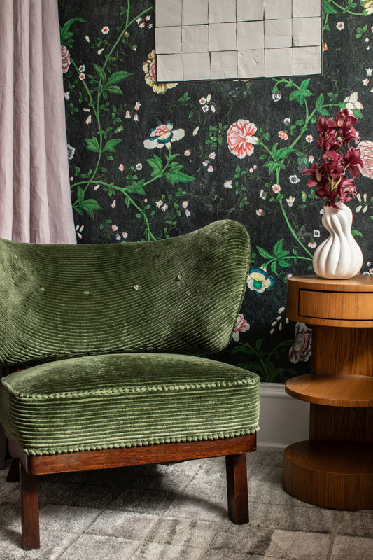 Otto Schultz Green Corduroy Lounge Chair