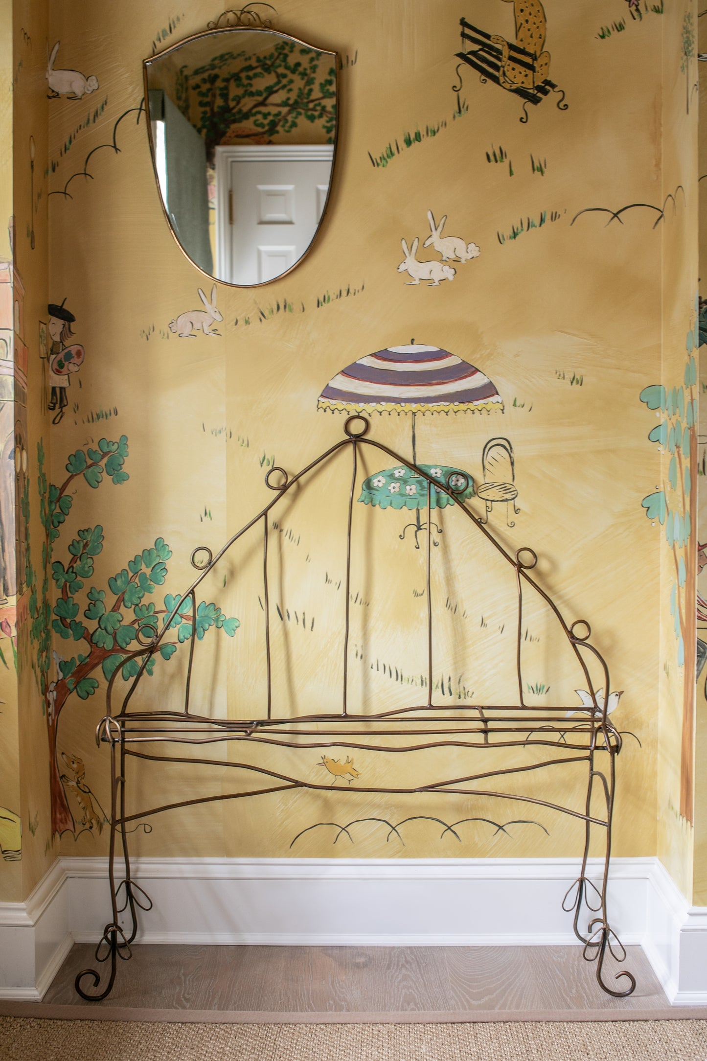 French Mid Century Modern Brass Mirror