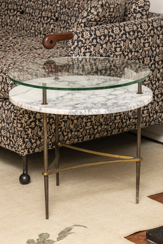 Marble & Glass End Table In the Manner of Gio Ponti