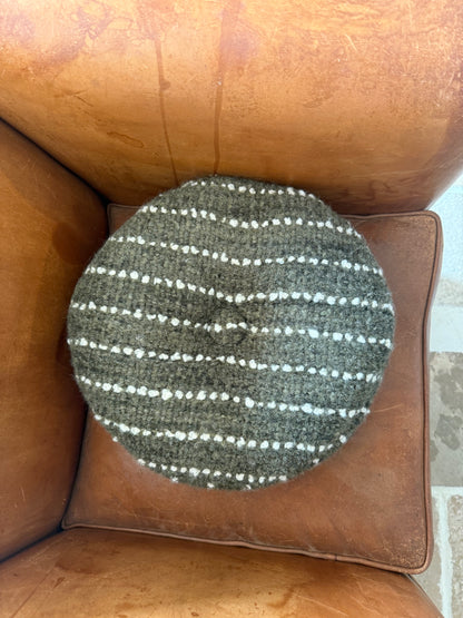 Epidote & White Chalk Stripe Circular Pillow