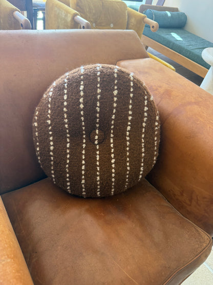 Cinnabar & White Chalk Stripe Circular Pillow