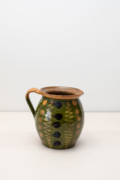 Vintage French Green Glazed Ceramic Pitcher