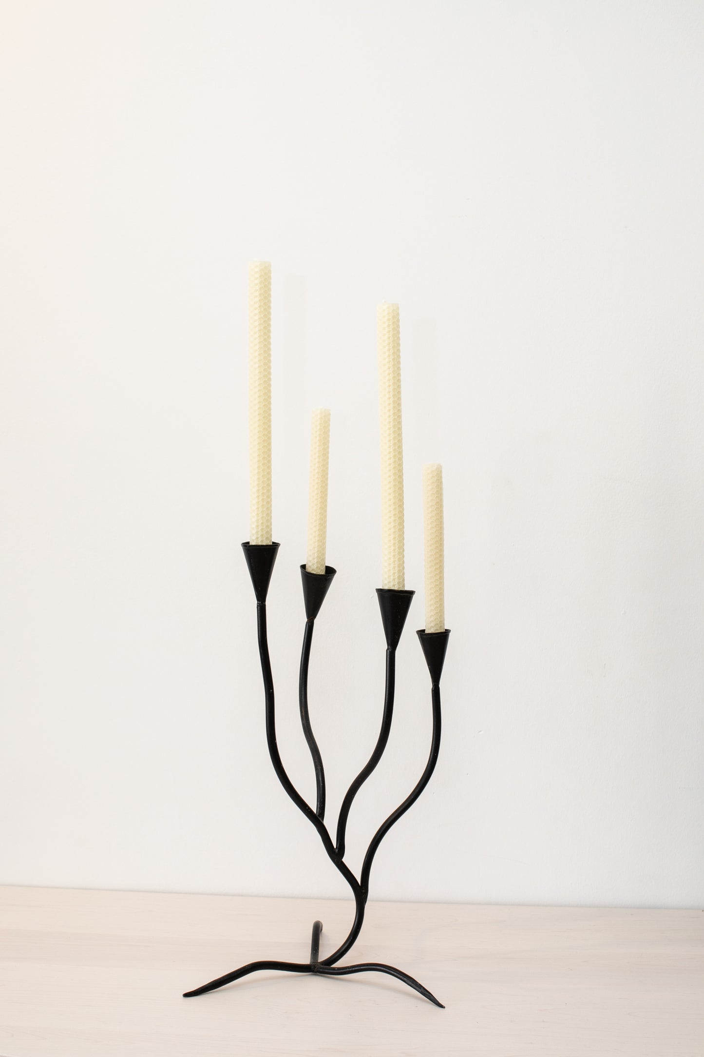 Mid Century Modern Black Metal Candelabra