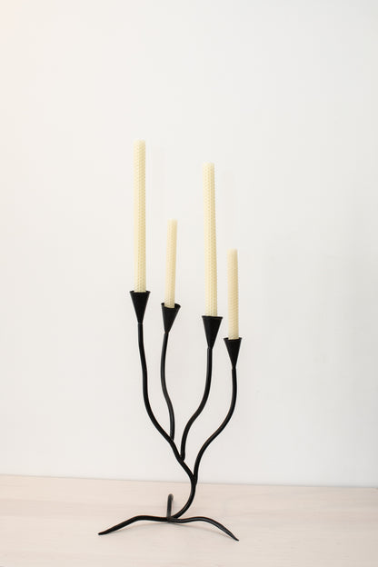Mid Century Modern Black Metal Candelabra