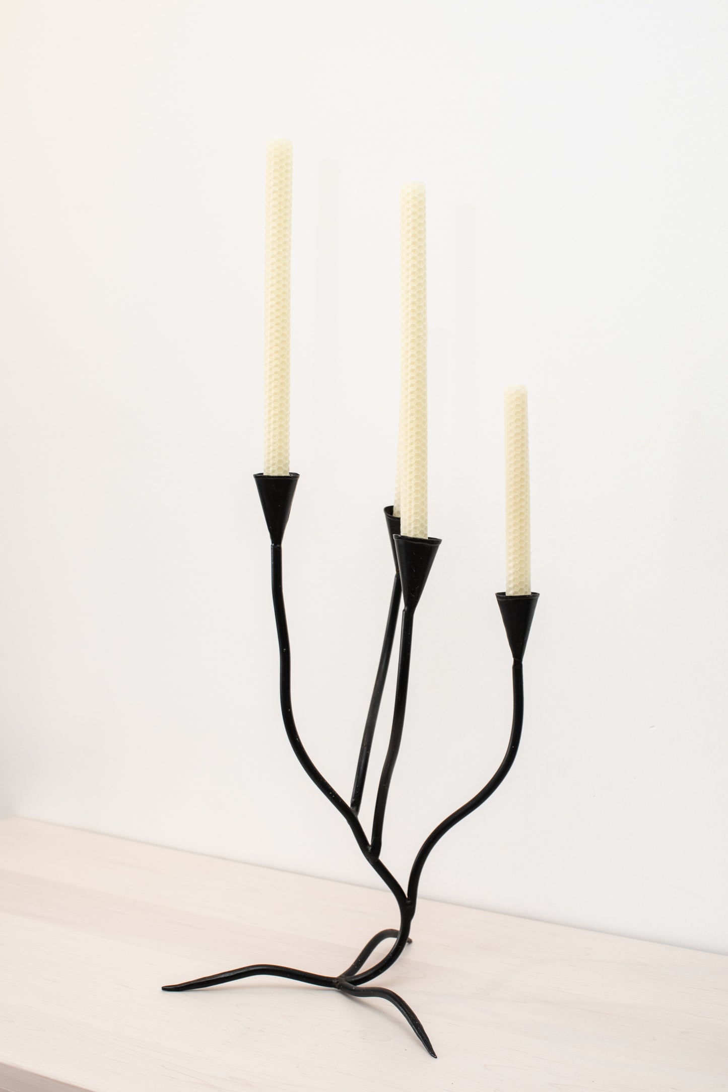 Mid Century Modern Black Metal Candelabra