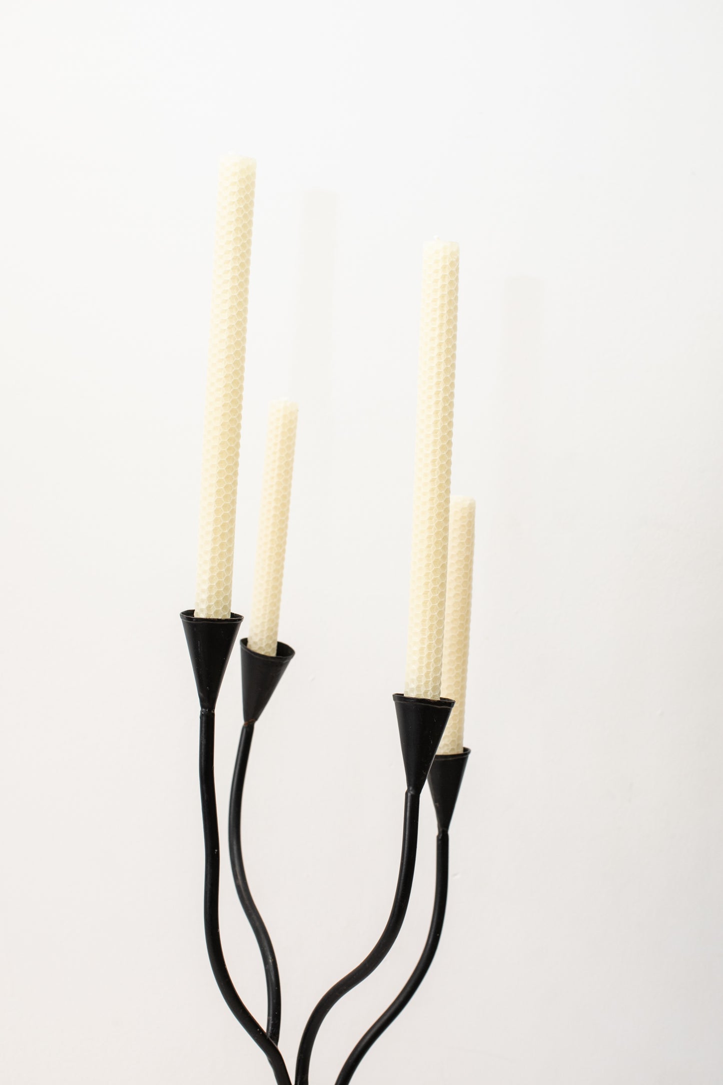 Mid Century Modern Black Metal Candelabra