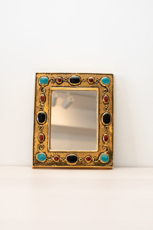 Turquoise, Red & Black Francois Lembo Jeweled Mirror