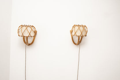 Bamboo Sconces in the Manner of Louis Sognot