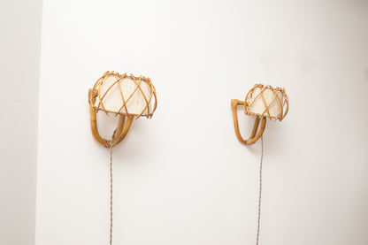 Bamboo Sconces in the Manner of Louis Sognot