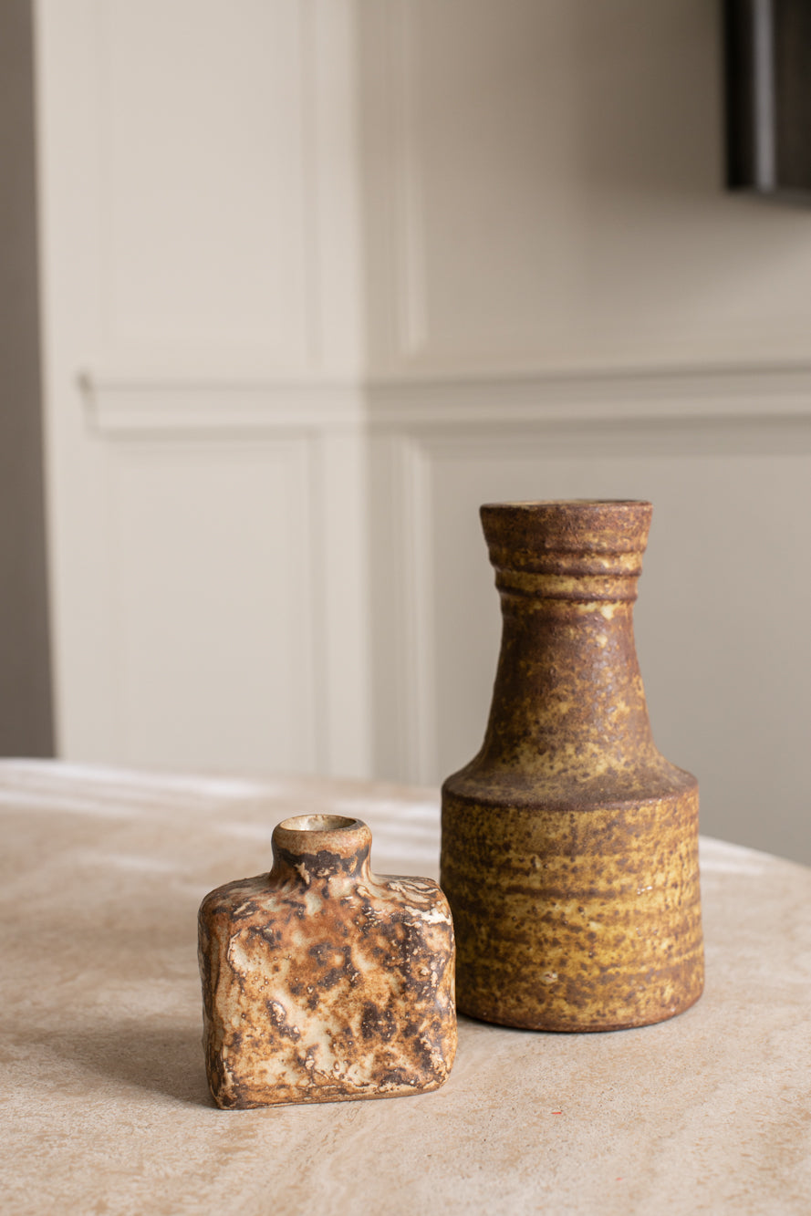 Short Square Brown Vase