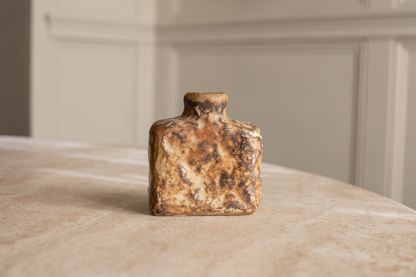 Short Square Brown Vase