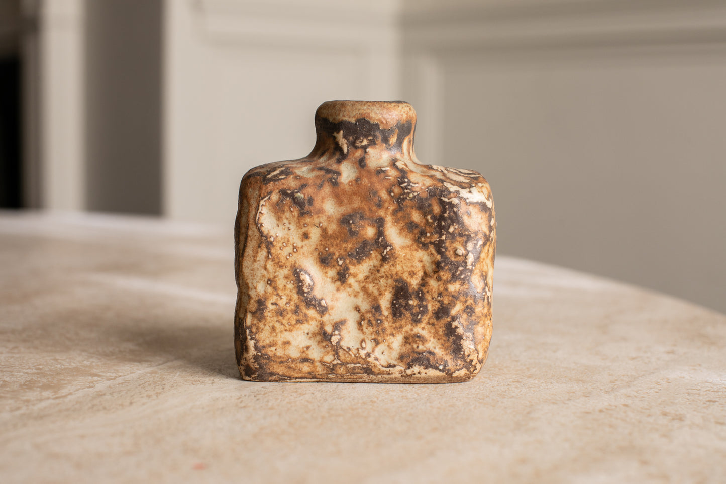 Short Square Brown Vase