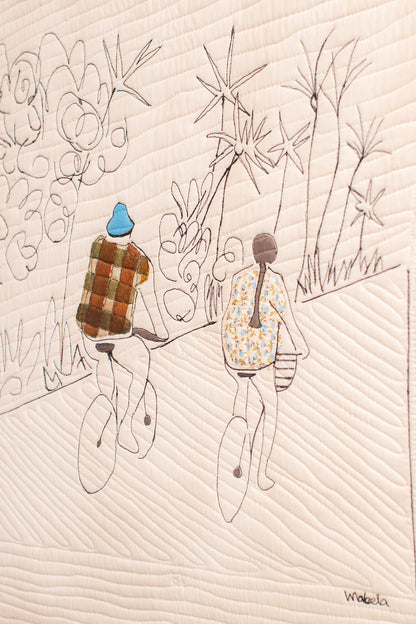 "Bicyclists" Quilted Thread Painting by Mabelin Castellanos