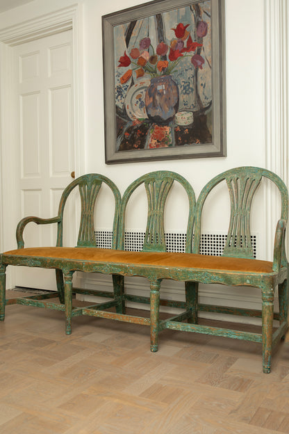 Antique Painted Wooden Bench