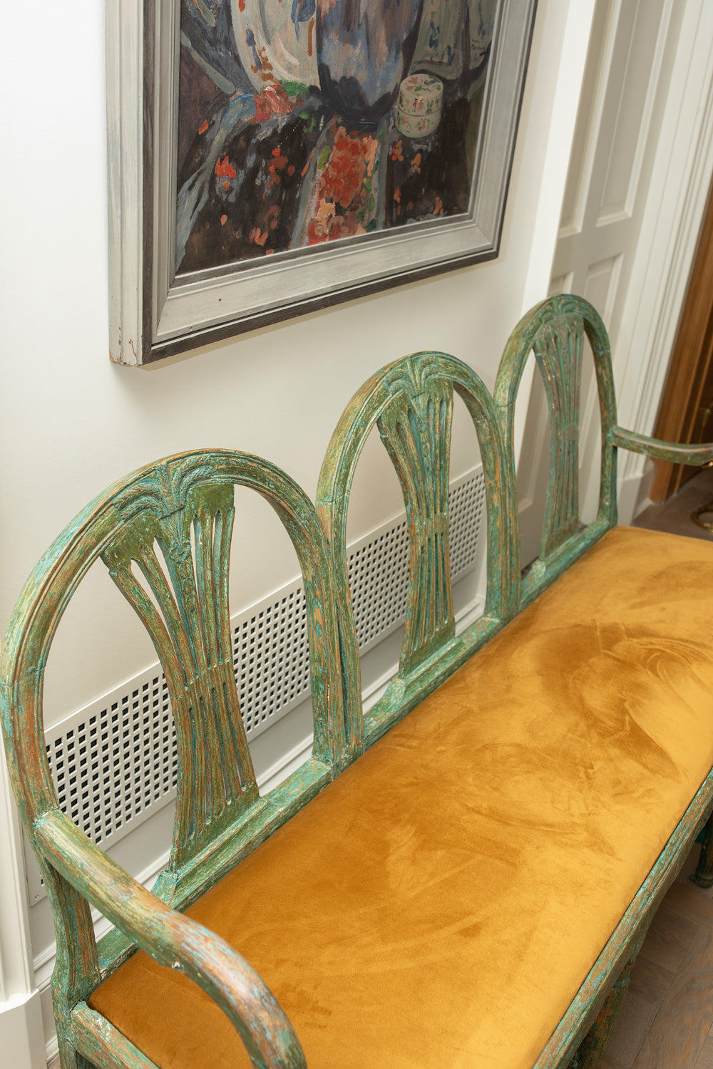 Antique Painted Wooden Bench