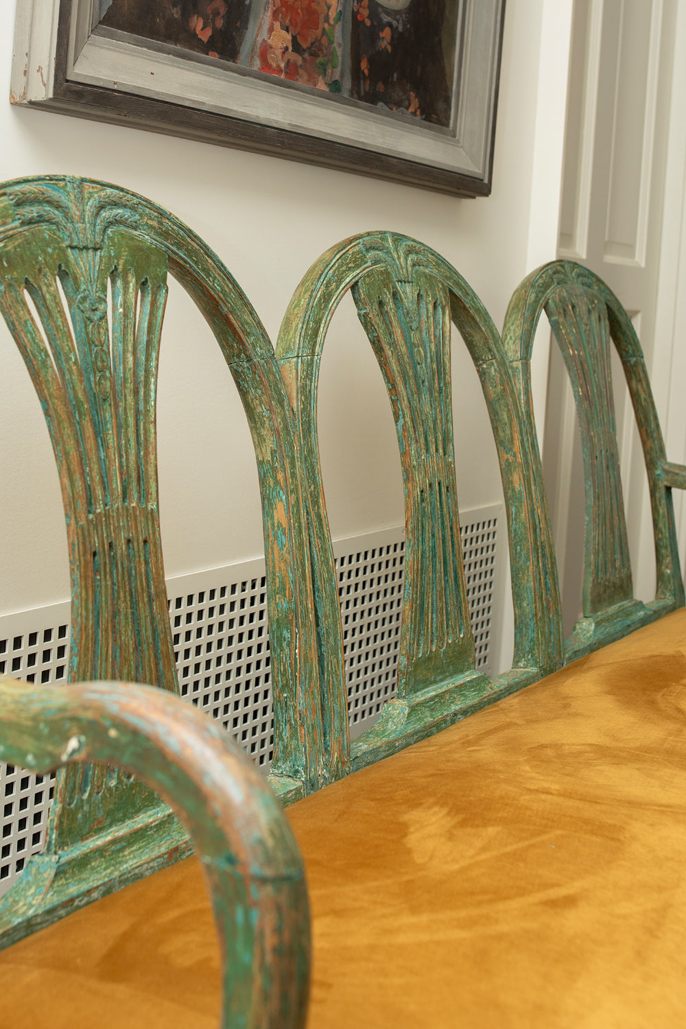 Antique Painted Wooden Bench