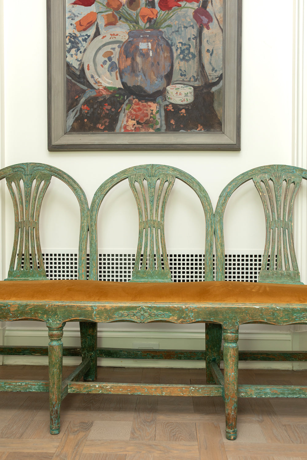 Antique Painted Wooden Bench