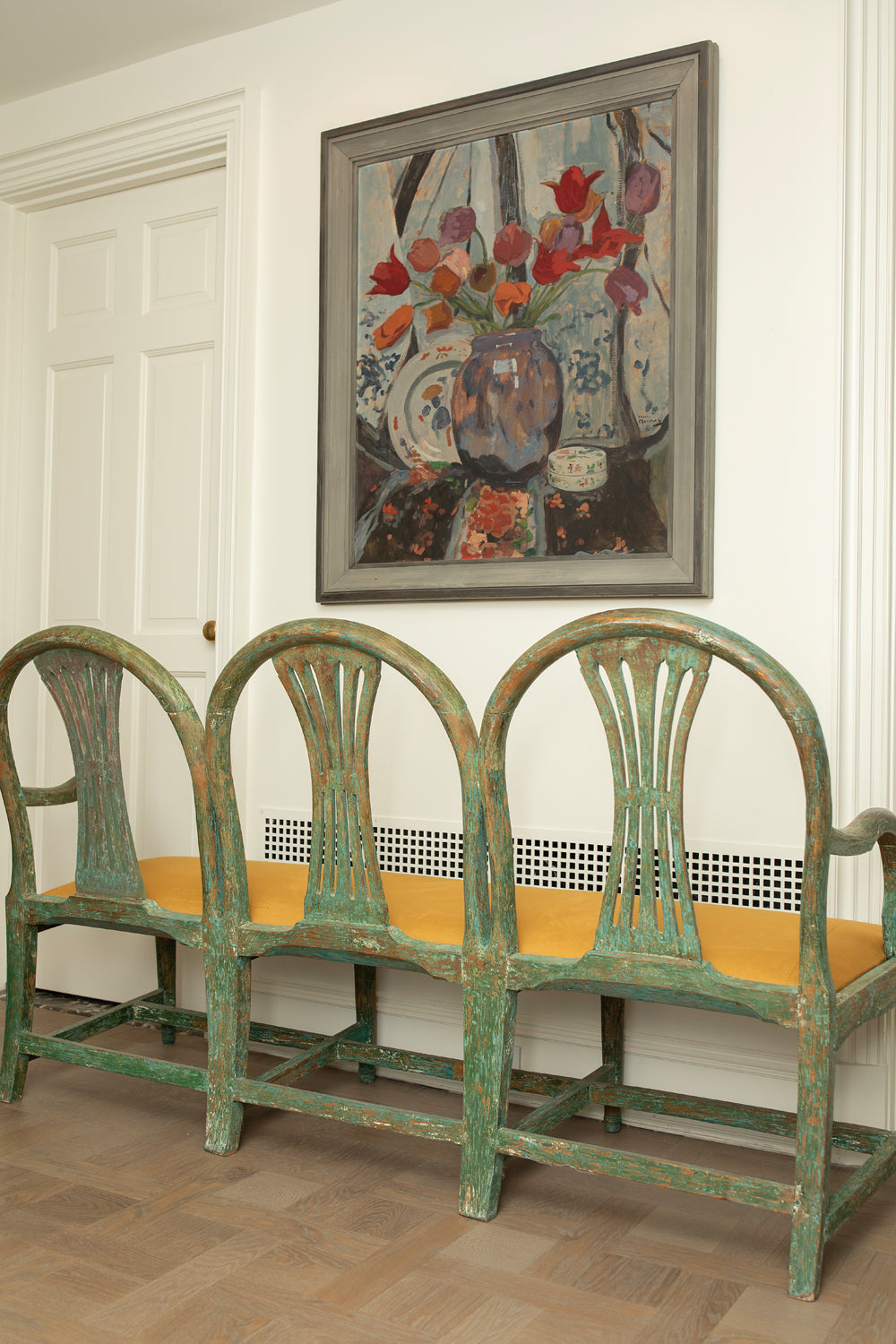 Antique Painted Wooden Bench