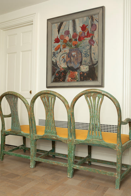 Antique Painted Wooden Bench