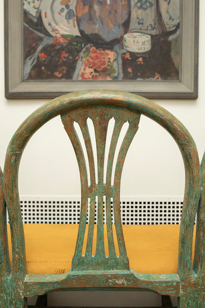 Antique Painted Wooden Bench