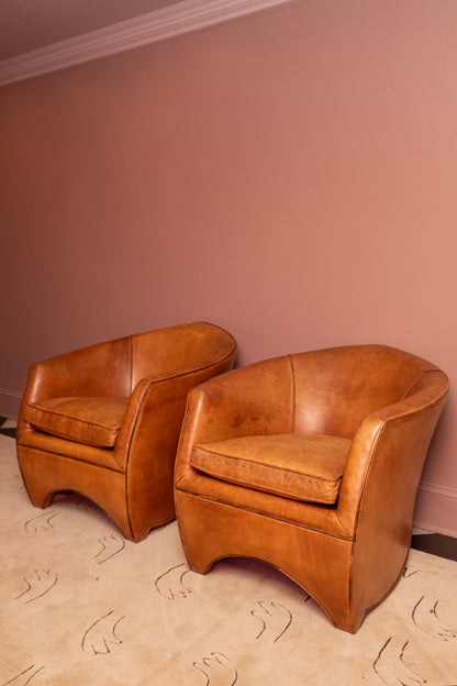 Leather Cocoon Lounge Chair by Bart Van Bekhoven