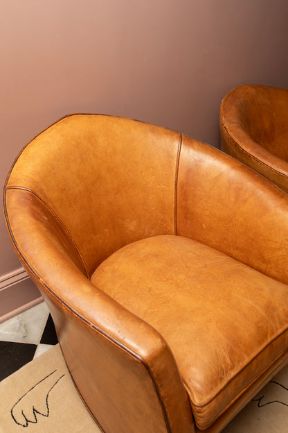 Leather Cocoon Lounge Chair by Bart Van Bekhoven