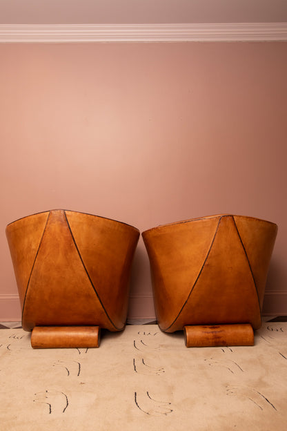 Leather Cocoon Lounge Chair by Bart Van Bekhoven