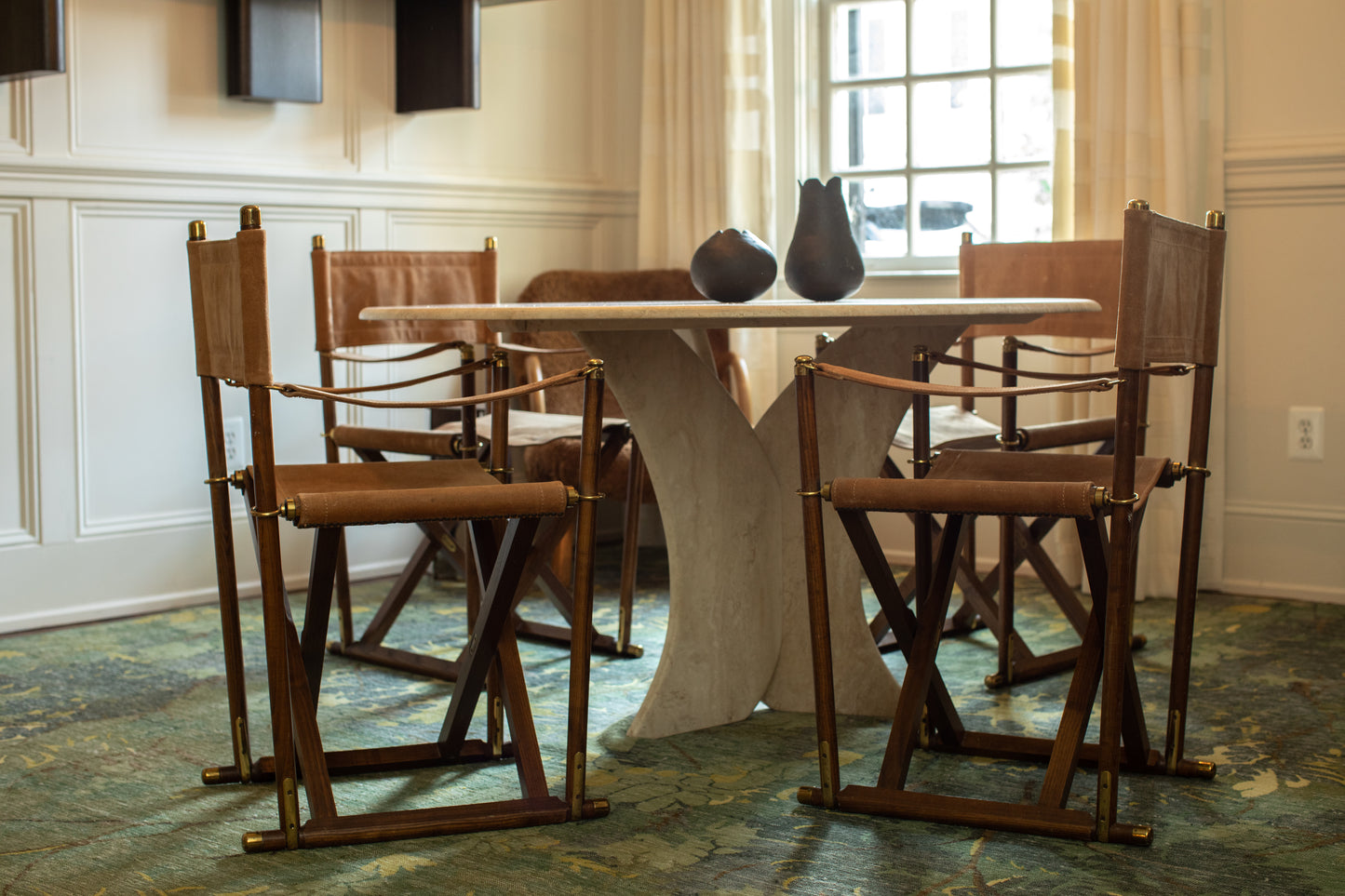 Vintage Circular Travertine Dining Table