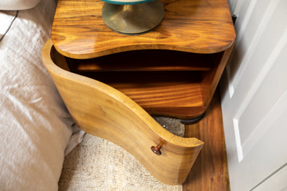Set of Wooden Wave Bedside Tables by Jindřich Halabala
