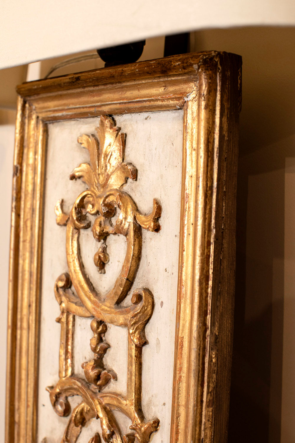 Gilded Gold and White Wood Wall Sconces