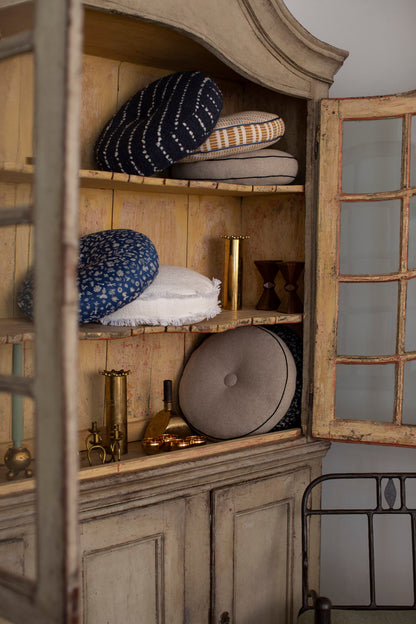 White with Fringe Circular Pillow