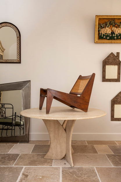 Vintage Circular Travertine Dining Table
