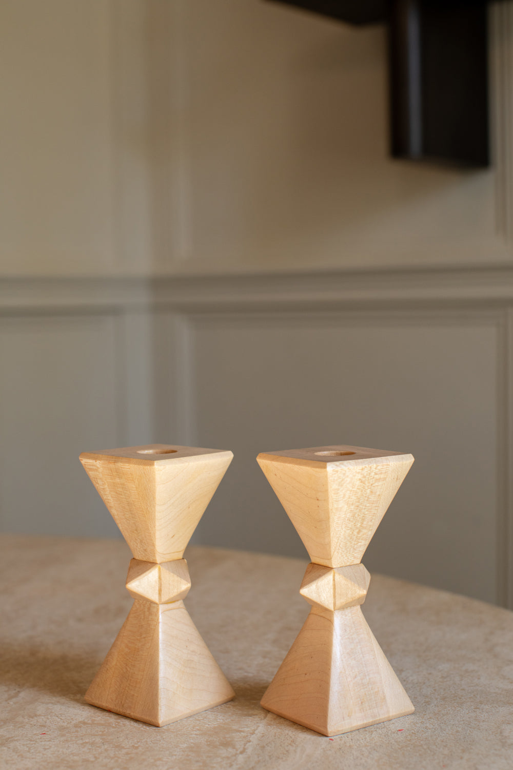 Maple Hourglass Stud Candlestick Set