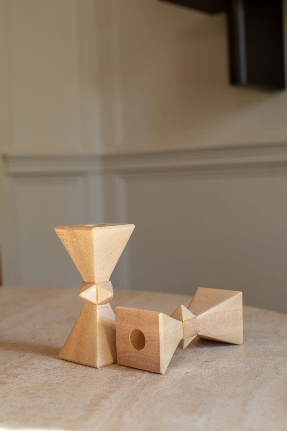 Maple Hourglass Stud Candlestick Set