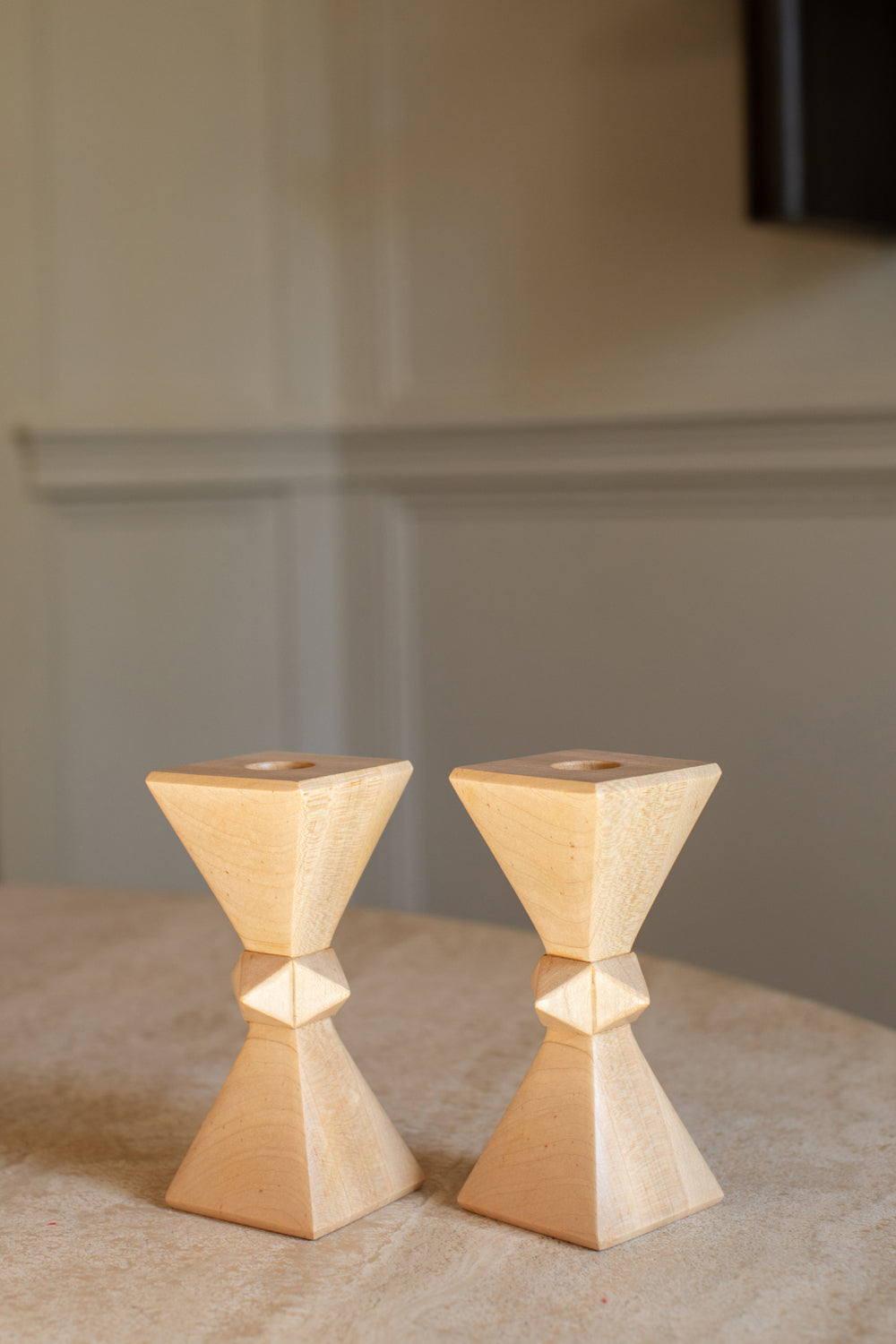 Maple Hourglass Stud Candlestick Set