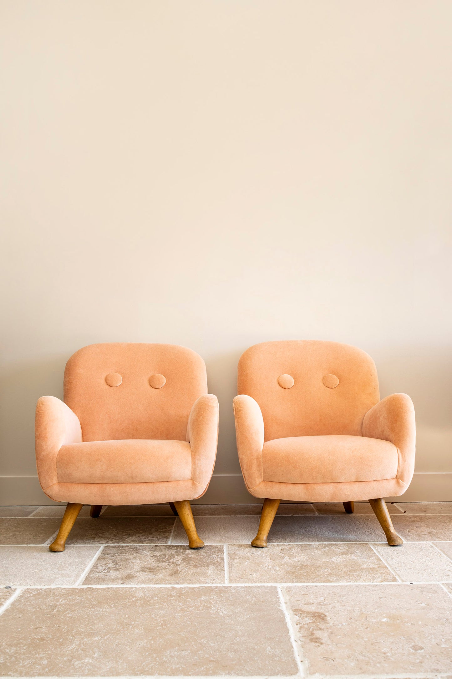 Pair of Light Pink Berga Mobler Lounge Chairs