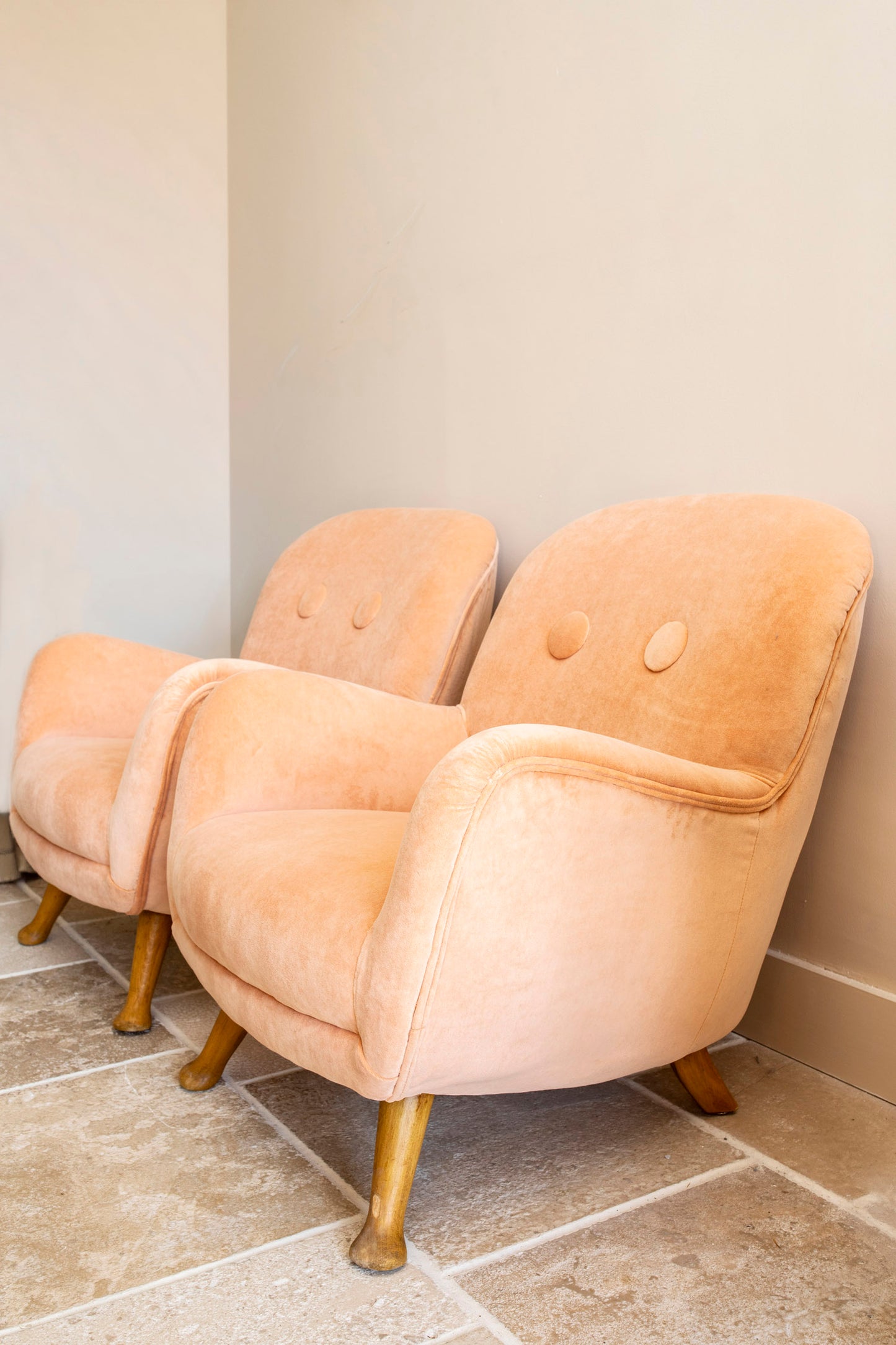 Pair of Light Pink Berga Mobler Lounge Chairs
