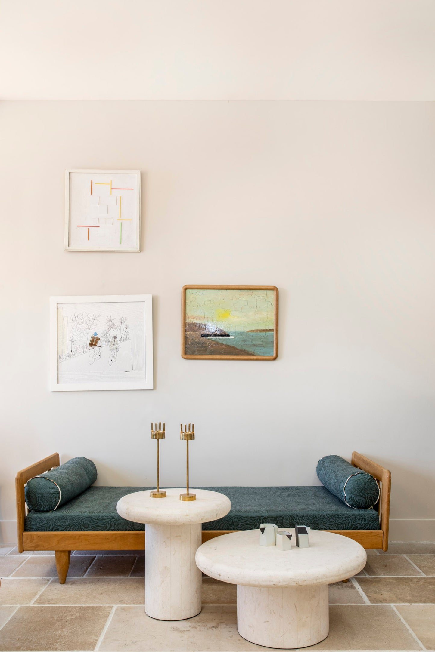 Guillerme et Chambron Daybed in Zak and Fox Peacock Blue Fabric