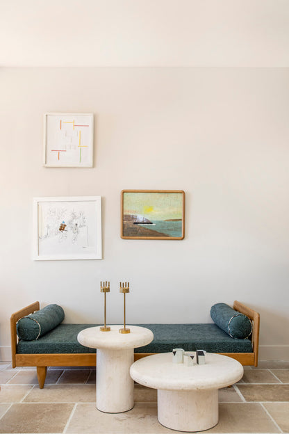 Guillerme et Chambron Daybed in Zak and Fox Peacock Blue Fabric